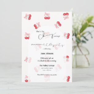 Invitation d'anniversaire Cerises et rubans Cherry