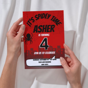Invitation d'anniversaire C'est l'heure de Spidey