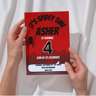 Invitation d'anniversaire C'est l'heure de Spidey