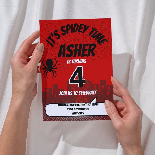 Invitation d'anniversaire C'est l'heure de Spidey  (Créateur téléchargé)