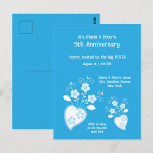 Invitation d'anniversaire charmante avec fleur ble