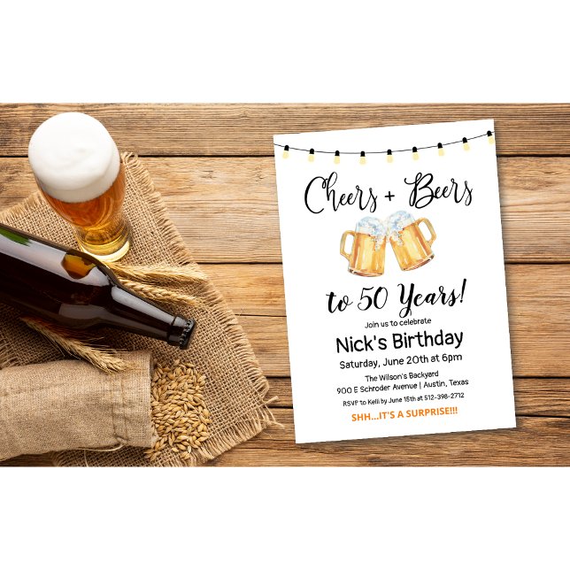 Invitation d'anniversaire Cheers and Beers pour to (Créateur téléchargé)