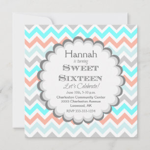 Invitation d'anniversaire Chevron Sweet sixteen