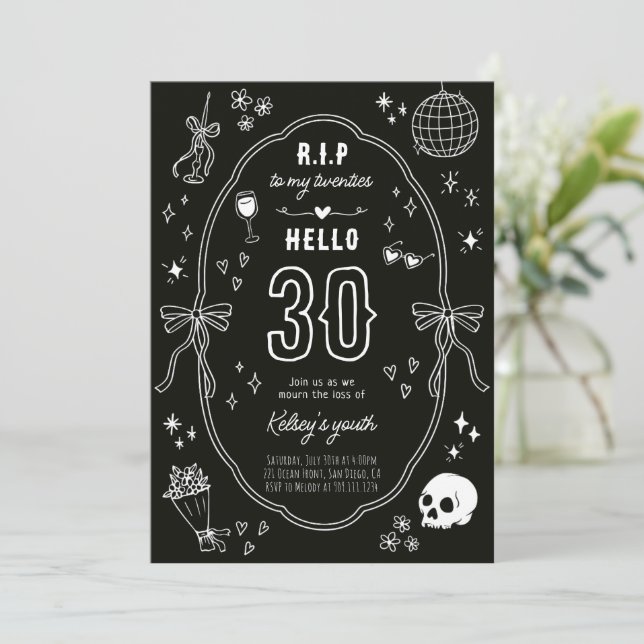 Invitation d'anniversaire Chic Gothique pour mes 2 (Debout devant)