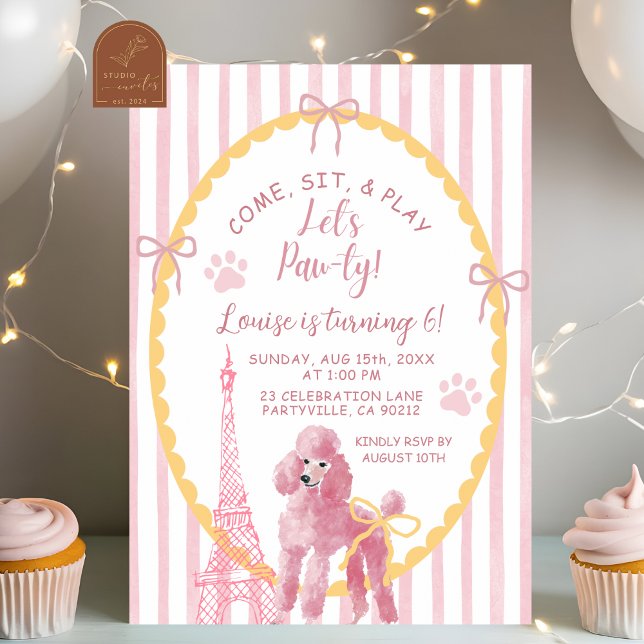 Invitation d'anniversaire Chien Caniche Français R (Créateur téléchargé)