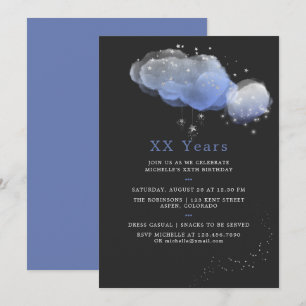 Invitation d'anniversaire ciel nocturne étoilé aqu