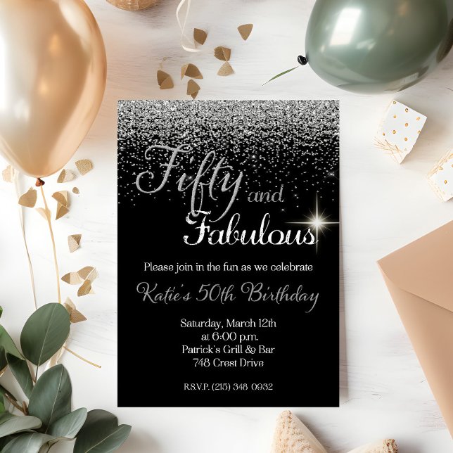 Invitation d'anniversaire cinquante ans paillettes (Créateur téléchargé)