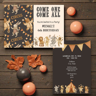 Invitation d'anniversaire cirque vintage fantaisis