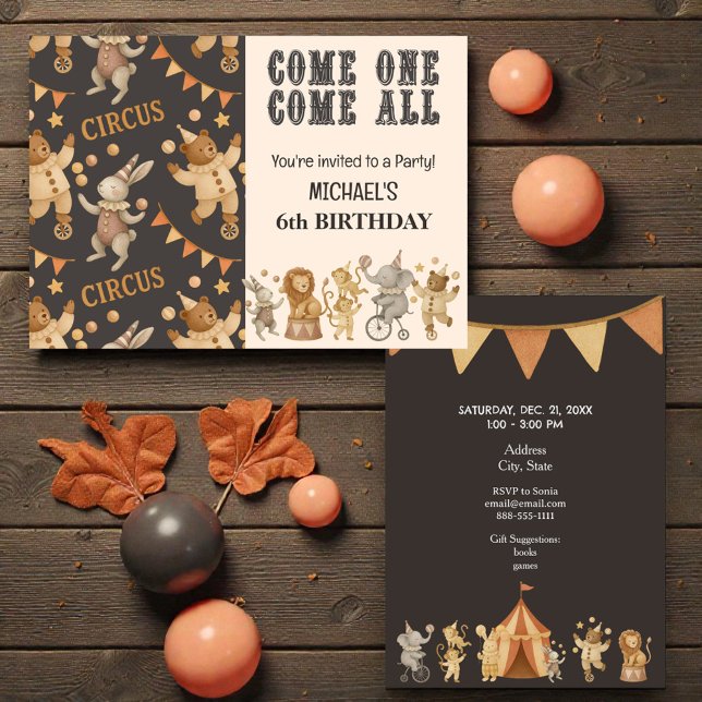 Invitation d'anniversaire cirque vintage fantaisis (Créateur téléchargé)