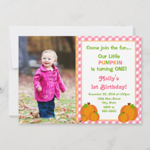 Invitation d'anniversaire Citrouille de fille 5x7