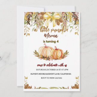 Invitation d'anniversaire citrouille Modifiable Nu