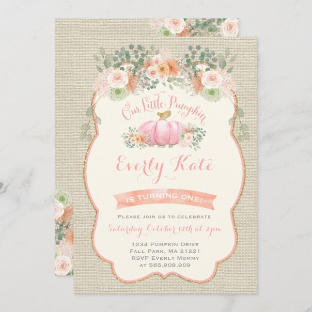 Invitation d'anniversaire Citrouille Parti Citroui (Devant / Derrière)