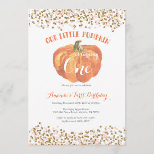 Invitation d'anniversaire Citrouille Pink and Gold