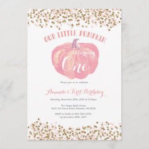 Invitation d'anniversaire Citrouille Pink and Gold