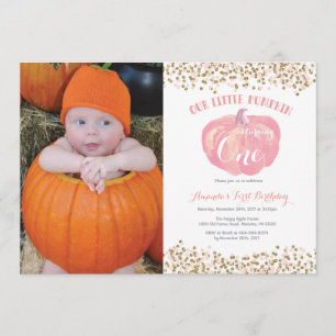 Invitation d'anniversaire Citrouille Pink and Gold