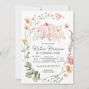 Invitation d'anniversaire Citrouille rose,