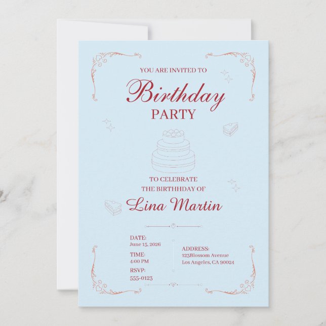 Invitation d'anniversaire classique (Devant)