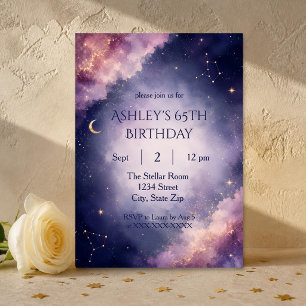 Invitation d'anniversaire classique céleste 65 ans