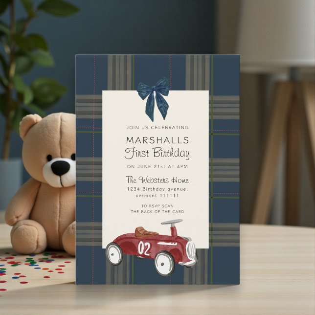 Invitation d'anniversaire classique voiture jouet  (Créateur téléchargé)