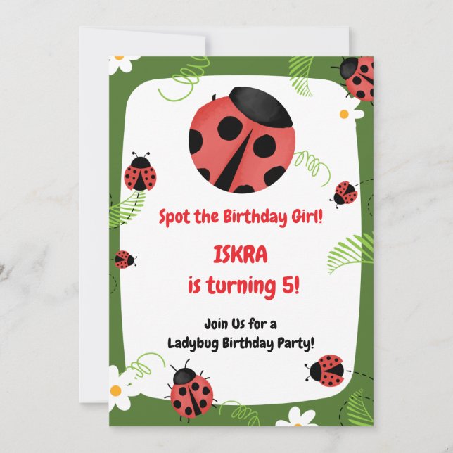 Invitation d'anniversaire coccinelle fille modifia (Devant)