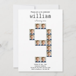 Invitation d'anniversaire Collage Photo Cloud Nine