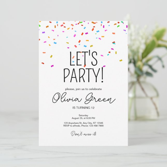 Invitation d'anniversaire colorée et simple avec c (Debout devant)