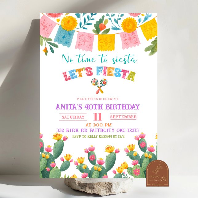 Invitation d'anniversaire Colorée Fiesta Let's (Créateur téléchargé)