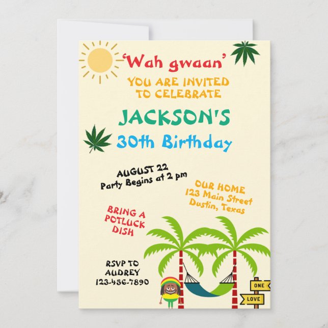 Invitation d'anniversaire colorée pour adulte jama (Devant)