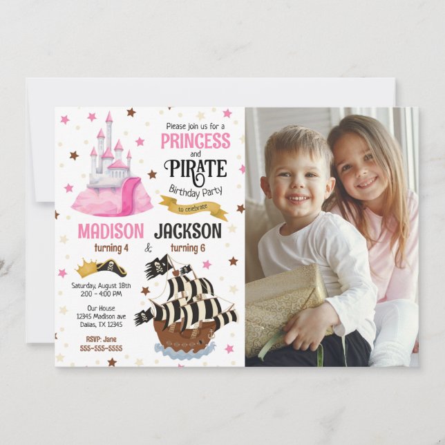 Invitation d'anniversaire commune pour frère et so (Devant)