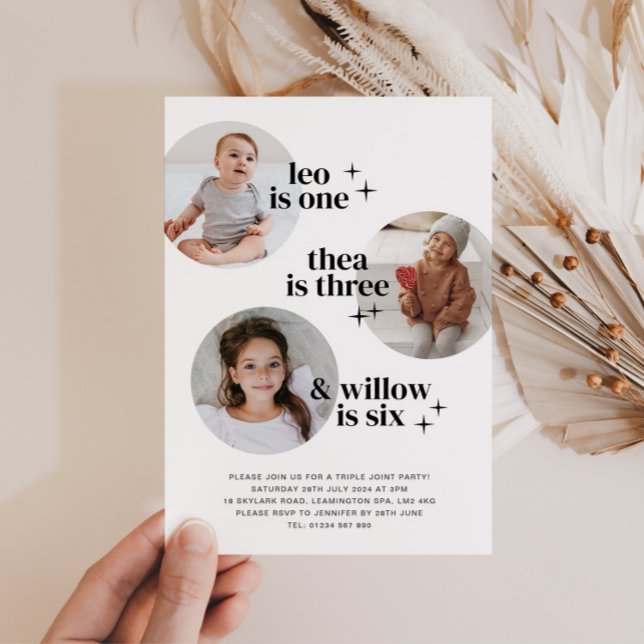 Invitation d'anniversaire conjointe à trois arches (Créateur téléchargé)