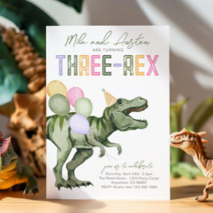 Invitation d'anniversaire conjointe à trois Rex Di