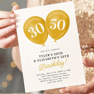 Invitation d'anniversaire conjointe adulte Ballon