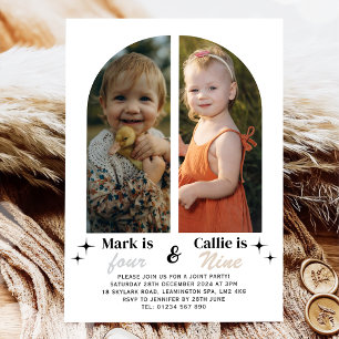 Invitation d'anniversaire conjointe avec deux phot