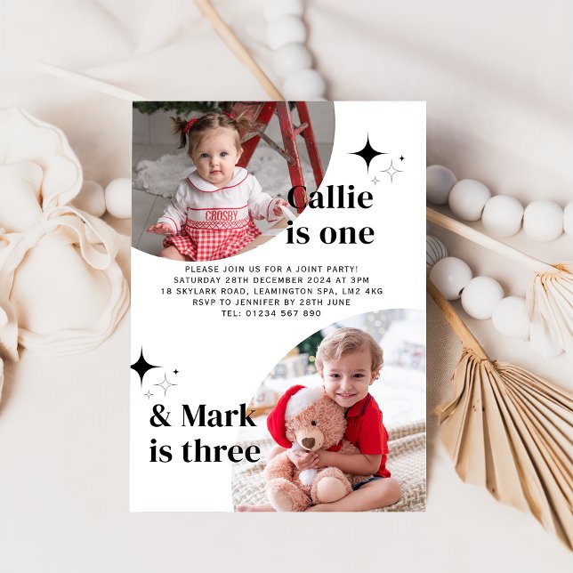 Invitation d'anniversaire conjointe avec deux phot (Créateur téléchargé)