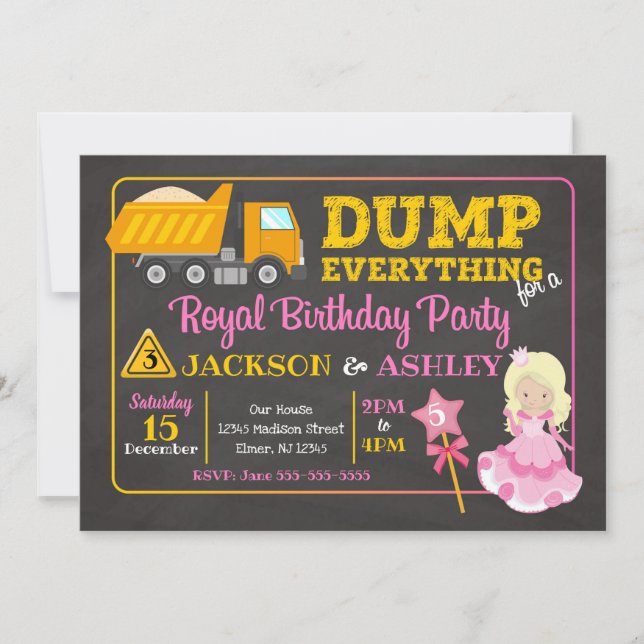 Invitation d'anniversaire conjointe Construction & (Devant)