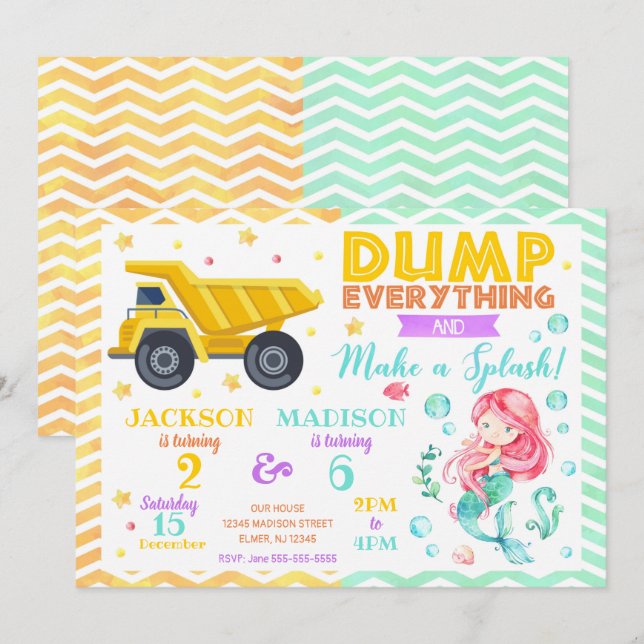 Invitation d'anniversaire conjointe de la construc (Devant / Derrière)