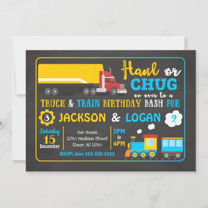 Invitation D Anniversaire Conjointe De Semi Remorq Zazzle Fr