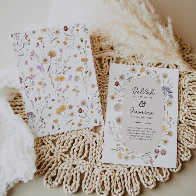 Invitation d'anniversaire conjointe fleur sauvage  (Créateur téléchargé)