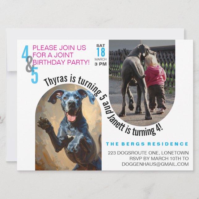 Invitation d'anniversaire conjointe pour Grand Dan (Devant)