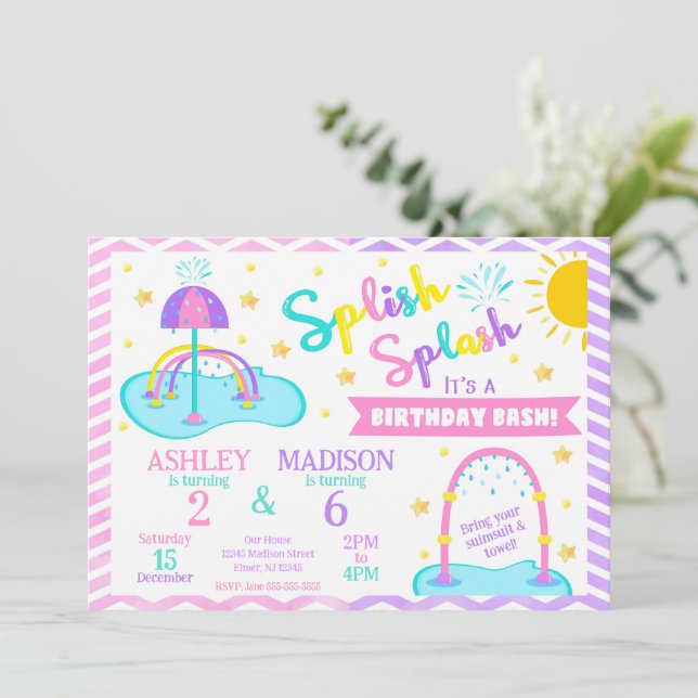 Invitation d'anniversaire conjointe pour Splash Pa (Debout devant)