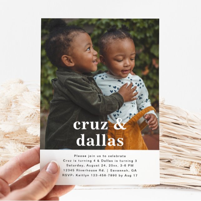 Invitation d'anniversaire conjointe simple | Photo (Créateur téléchargé)