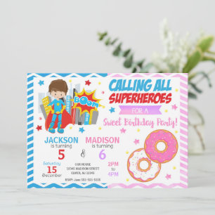 Invitation d'anniversaire conjointe Super-héros & 