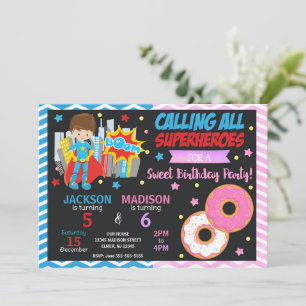 Invitation d'anniversaire conjointe Super-héros & 