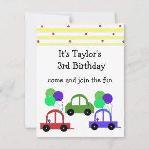 Invitation d'anniversaire Cool Cars
