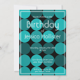 Invitation d'anniversaire cool moderne   Aqua bleu