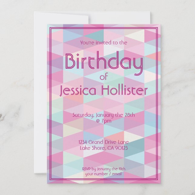 Invitation d'anniversaire cool moderne | Triangles (Devant)