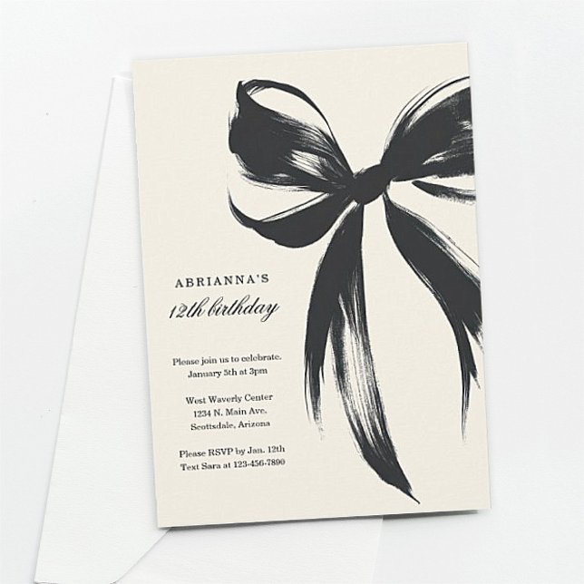 Invitation d'anniversaire Coquette à ruban noir (Créateur téléchargé)