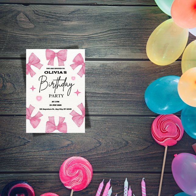 Invitation d'anniversaire Coquette, esthétique à r (Créateur téléchargé)