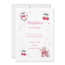 Invitation d'anniversaire Coquette Rose au ballon