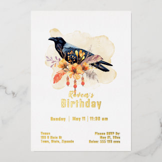 Invitation d'anniversaire corbeau personnalisée